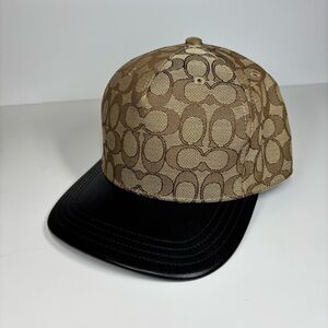 Coach Signature Jacquard Flat Brim Hat SIZE M/L
